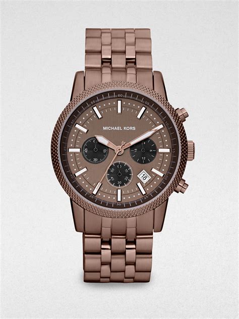 brown michael kors watch men'|Michael Kors black chronograph watch.